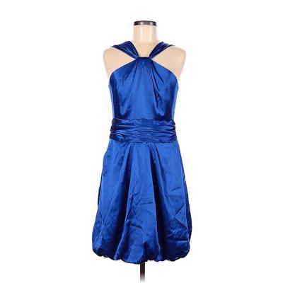 David's Bridal Cocktail Dress - A-Line Halter Sleeveless: Blue Solid Dresses - Women's Size 8