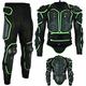 Motorcycle Motorbike Body Armour Suit Motocross Full Spine Body Protection Guard Motorcycle Protective Armour Jacket with Motorbike Armoured Trouser Pant (Armour Jacket 3XL - Trouser waist 40", Green)