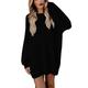 Viottiset Women's Sweater Dresses Long Sleeve Mini Dress Imitation Mink Jumper Pullover Tops Black M