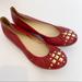 J. Crew Shoes | J. Crew Red Leather Cece Pyramid Studded Flats | Color: Gold/Red | Size: 6.5