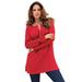 Plus Size Women's Thermal Henley Tunic by Roaman's in Vivid Red (Size M) Long Sleeve Shirt