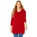 Plus Size Women's Cashmiracle™ Pullover Cowlneck by Catherines in Classic Red (Size 5X)