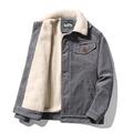 LSSM Winter Corduroy Coat Loose Plus Size Casual Warm Coat Classic Mens Jacket Casual Windbreaker Cotton Military Jacket Water Resistant Windbreaker Jacket Faux Leather Jacket Grey L