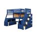 Benjara Twin 9 Drawer Platform Loft Bed w/ Shelves Wood in Blue/Brown | 73 H x 98 W x 57 D in | Wayfair BM261743