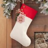 Personalization Mall Snowflake Personalized Family Christmas Stocking Polyester in Red | 17.5 H x 7.5 W in | Wayfair 32714-RP