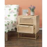 Joss & Main Leanne 2 - Drawer Cane Front Nightstand Wood in Brown/White | 22 H x 18 W x 14 D in | Wayfair 1E5BA428DF28458E862786F91B4FAF0F