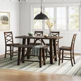 Berrian 6 - Person Counter Height Dining Set Wood in Brown Laurel Foundry Modern Farmhouse® | Wayfair 2C6447FB59CA4857A308A74FDCB18858