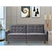 Everly Quinn Chauntelle Twin 80" Wide Tufted Back Convertible Sofa Wood/Velvet/Solid Wood in Gray | 24 H x 80 W x 44.5 D in | Wayfair