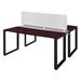 "Structure 60"" x 24"" Benching System with Privacy Divider - Mahogany/ Black - Regency STBSPD6024MHBK"