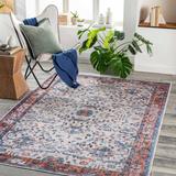 Beykonak 6'7" x 9' Traditional Updated Traditional Farmhouse Black/Blue/Burnt Orange/Light Gray/Orange Washable Area Rug - Hauteloom