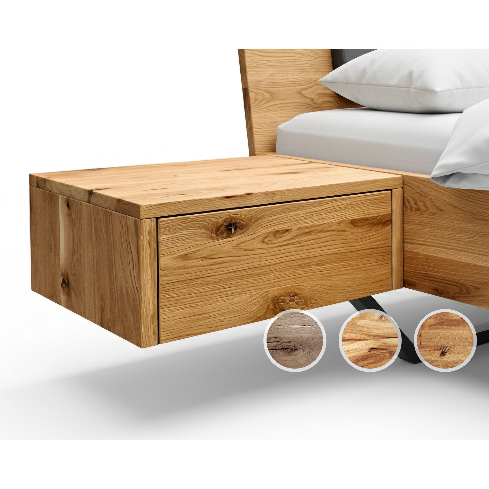 BlackWood »Dolce Vita« Massivholz Nachttisch I mit Schublade / Wildeiche rustic