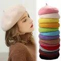 Béret en laine pour femmes et filles béret d'artiste français chaud bonnet d'hiver rétro Vintage