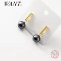 WANTME – boucles d'oreilles pendantes Vintage pour femmes en argent Sterling 925 véritable noir