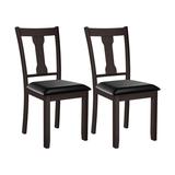 Costway Set of 2 Dining Room Chair with Rubber Wood Frame and Upholstered Padded Seat-Coffee