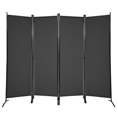 Costway 4-Panel Room Divider with Steel Frame-Black