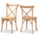 Tartan Mid-Century Woven Rattan Dining Chair Set (2PC)-Natural Brown