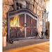 Large Crest Fireplace Screen With Doors - Black - One Size