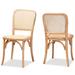 Neah Mid-Century Modern 2-Piece Woven Rattan and Wood Dining Chair Set