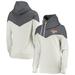 Women's Gameday Couture White/Gray Clemson Tigers Old School Arrow Blocked Cowl Neck Tri-Blend Pullover Hoodie