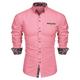 COOFANDY Men's Fashion Cotton Long Sleeve Dress Shirt Fitted Paisley Collar Shirt Pink