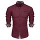 COOFANDY Men's Fashion Cotton Long Sleeve Dress Shirt Fitted Paisley Collar Shirt Burgundy