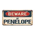 SignMission Beware of Penelope Aluminum Plate Frame Aluminum in Black/Gray/Red | 12 H x 6 W x 0.1 D in | Wayfair A-LP-04-938