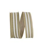 The Holiday Aisle® T93409W Bold Stripe Linen Solid Wired Edge Ribbon in White/Yellow | 1.5 H x 720 W x 5 D in | Wayfair