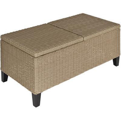 Polyrattan Beistelltisch Garten Couchtisch Gartentisch Balkontisch ausziehbar Stahl Khaki 103 x 50