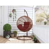 Manhattan Comfort Zolo Swing Chair w/ Stand Wicker/Rattan in Brown | 73.6 H x 41.3 W in | Wayfair MC-OD-HC001-RD