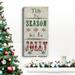 The Holiday Aisle® Jolly Season Type Premium Gallery Wrapped Canvas - Ready To Hang Canvas, in Gray/Green/Red | 16 H x 8 W x 1 D in | Wayfair