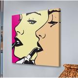 Everly Quinn Girls 1 by Josh Ruggs - Wrapped Canvas Painting Metal in Black/Brown/Pink | 32 H x 32 W x 1.5 D in | Wayfair