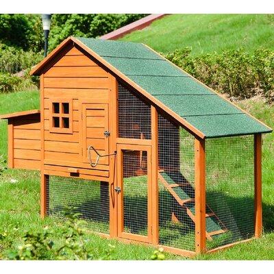 Tucker Murphy Pet™-topmax Pet Rabbit Hutch Wooden House Chicken Coop For Small Animals Solid Wood in Brown/Orange, Size 47.0 H x 67.0 W x 26.0 D in