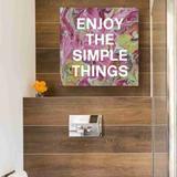 Trinx Enjoy the Simple Things by Linda Woods - Wrapped Canvas Graphic Art Canvas in Pink | 18 H x 18 W x 1 D in | Wayfair