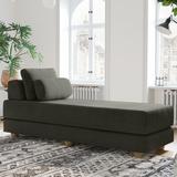 Latitude Run® Balshan Chaise Lounge Daybed Fold Out Sleeper w/ Queen Size Mattress Upholstered/Velvet in Gray/Black | 18 H x 30 W x 80 D in | Wayfair