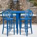 30'' Round Metal Indoor-Outdoor Bar Table Set with 4 Vertical Slat Back Stools - 30"W x 30"D x 41"H