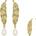 J. Crew Jewelry | J.Crew Feather And Freshwater Pearl Set | Color: Silver | Size: Os