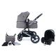 Pixini Neyla Kombi Kinderwagen mit Zubehör (3in1 Set mit Babyschale chrom/braun)