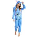 Disney Stitch Onesie Ladies Pyjamas, Adult Unisex Cosplay Cartoon Animal Onesie, Winter Warm Sleepwear Kigurumi Pajamas Costumes Fluffy PJs, Official Lilo and Stitch Onesies for Women (XL, Blue)