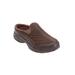 Extra Wide Width Women's The Leather Traveltime Slip On Mule by Easy Spirit in Dark Brown (Size 8 1/2 WW)