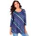 Plus Size Women's Three-Quarter Sleeve Swing Ultimate Tee by Roaman's in Twilight Watercolor Stripe (Size 26/28) Shirt