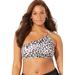 Plus Size Women's Virtuoso One Shoulder Bikini Top by Swimsuits For All in Snow Leopard (Size 6)