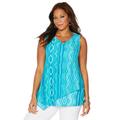 Plus Size Women's Monterey Mesh Tank by Catherines in Teal Ikat Geo (Size 4X)