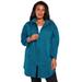 Plus Size Women's Fleece Zip Hoodie Jacket by Roaman's in Deep Teal (Size 1X)