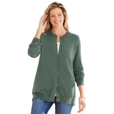 Plus Size Women's Perfect Long-Sleeve Cardigan by Woman Within in Pine (Size 3X) Sweater