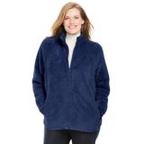 Plus Size Women's Fluffy Fleece Jacket by Woman Within in Evening Blue (Size 26/28)