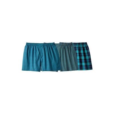 Men's Big & Tall Woven Boxers 3-Pack by KingSize in Navy Teal Pack (Size 7XL)