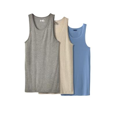 Men's Big & Tall Ribbed Cotton Tank Undershirt 3-Pack by KingSize in Assorted Colors (Size 9XL)