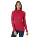 Plus Size Women's Ribbed Cotton Turtleneck Sweater by Jessica London in Classic Red (Size 22/24) Sweater 100% Cotton