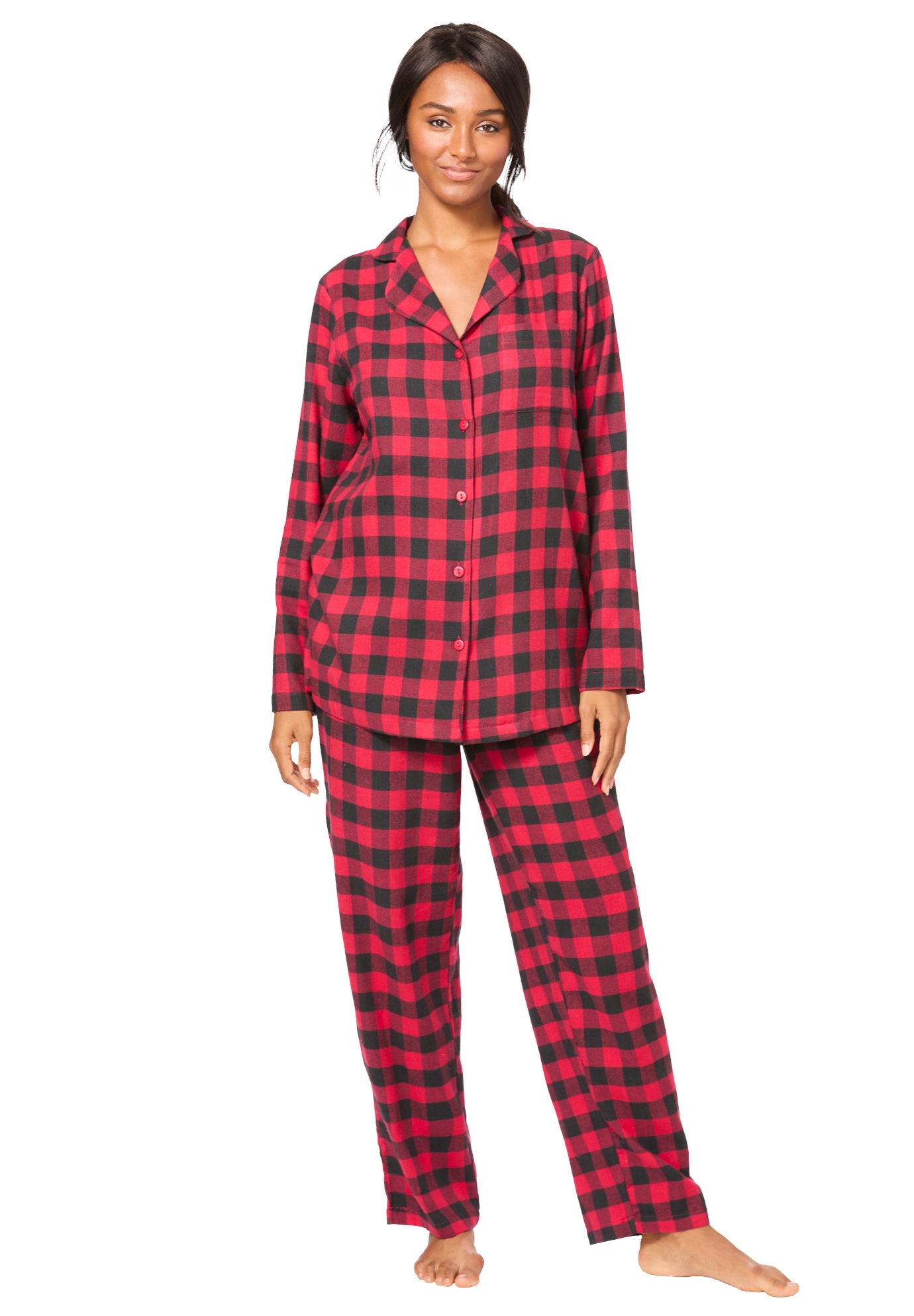 Plus Size Women's Classic Flannel Pajama Set by Dreams & Co. in Red Buffalo (Size 3X) Pajamas