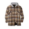 Men's Big & Tall Boulder Creek® Removable Hood Shirt Jacket by Boulder Creek in Dark Khaki Plaid (Size 8XL)